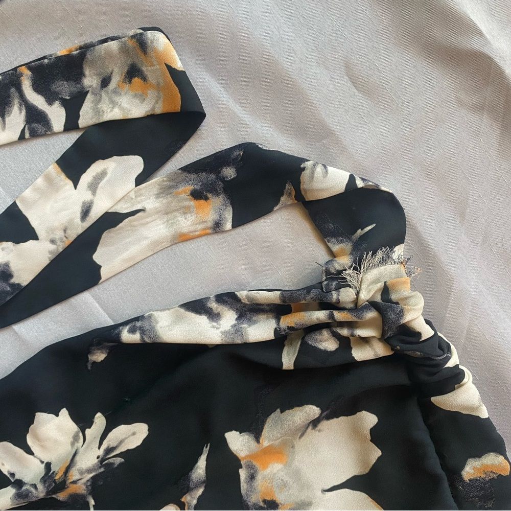 Black Floral Print Pant Comfortable Lightweight Small - Picture 6 of 6
